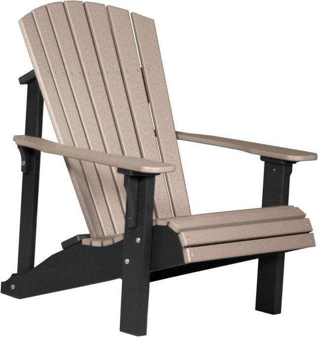 LuxCraft Poly Deluxe Adirondack Chair Weatherwood & Black