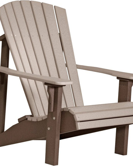 LuxCraft Poly Deluxe Adirondack Chair Weatherwood & Chestnut Brown