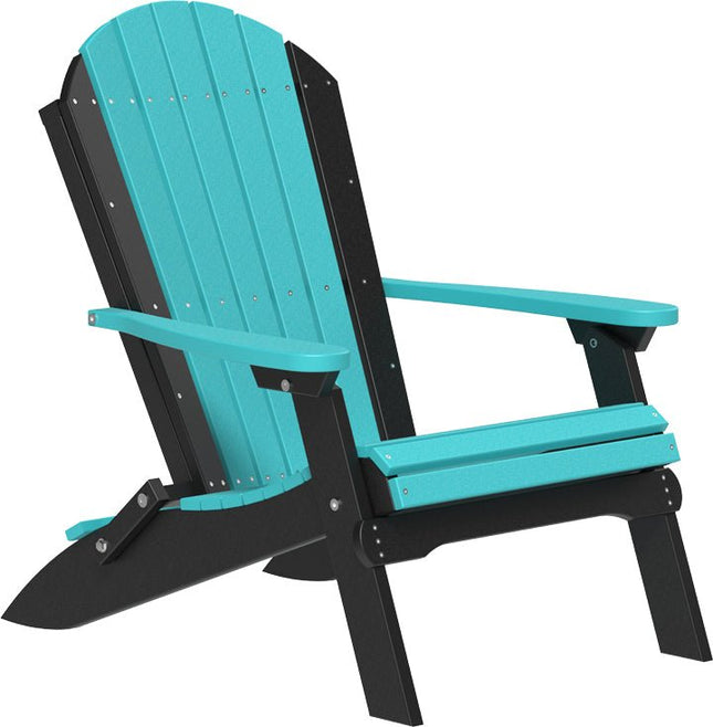 LuxCraft Folding Adirondack Chair Aruba Blue & Black
