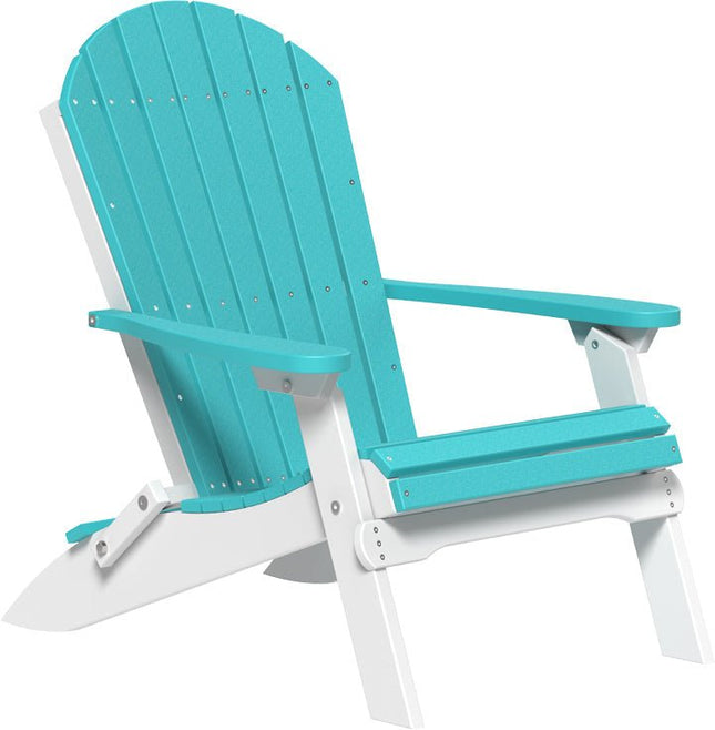 LuxCraft Folding Adirondack Chair Aruba Blue & White