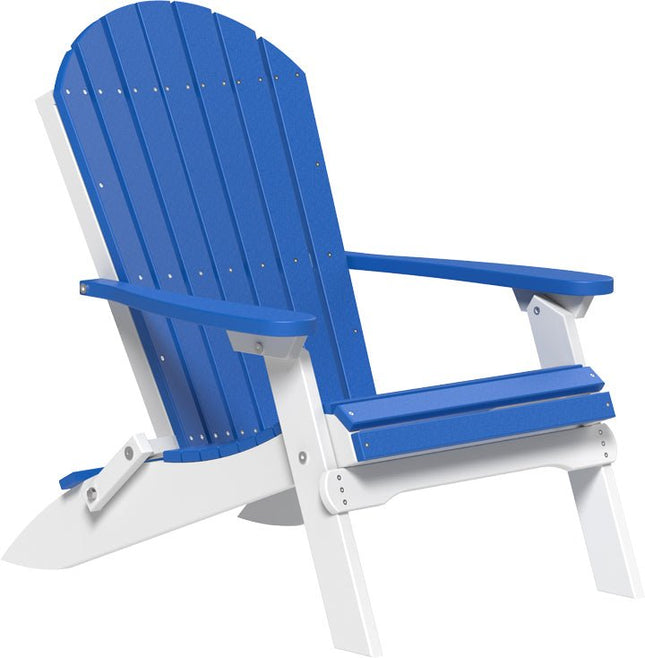 LuxCraft Folding Adirondack Chair Blue & White