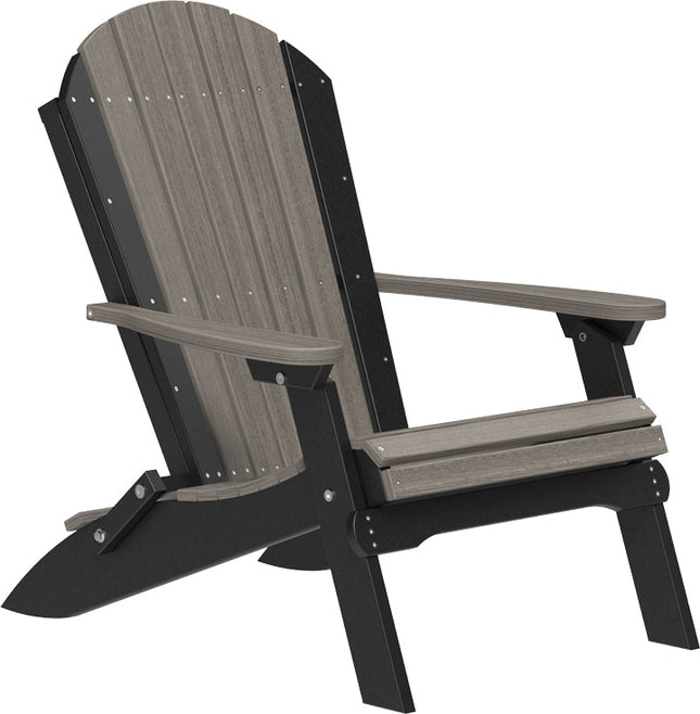 LuxCraft Folding Adirondack Chair Coastal Gray & Black