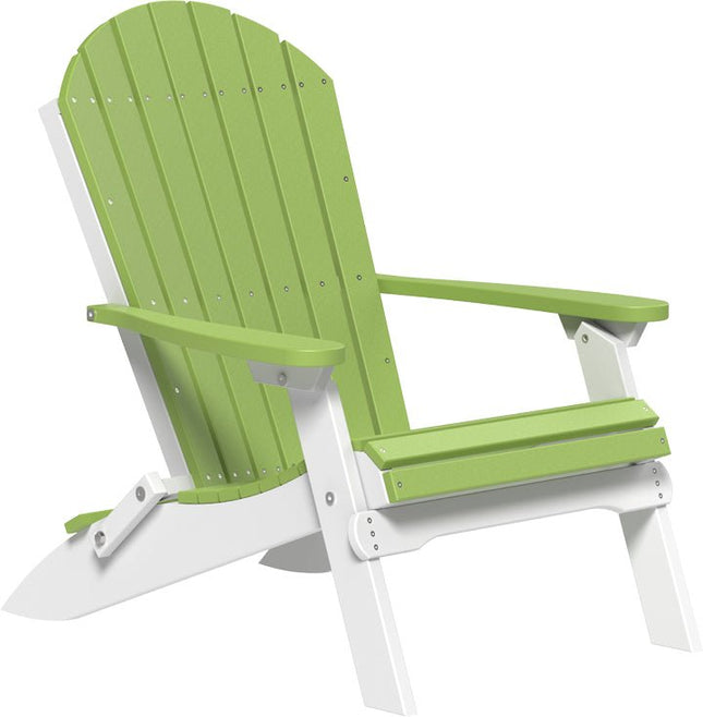 LuxCraft Folding Adirondack Chair Lime Green & White