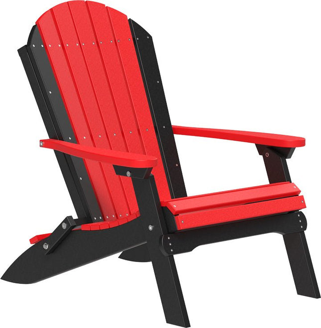 LuxCraft Folding Adirondack Chair Red & Black