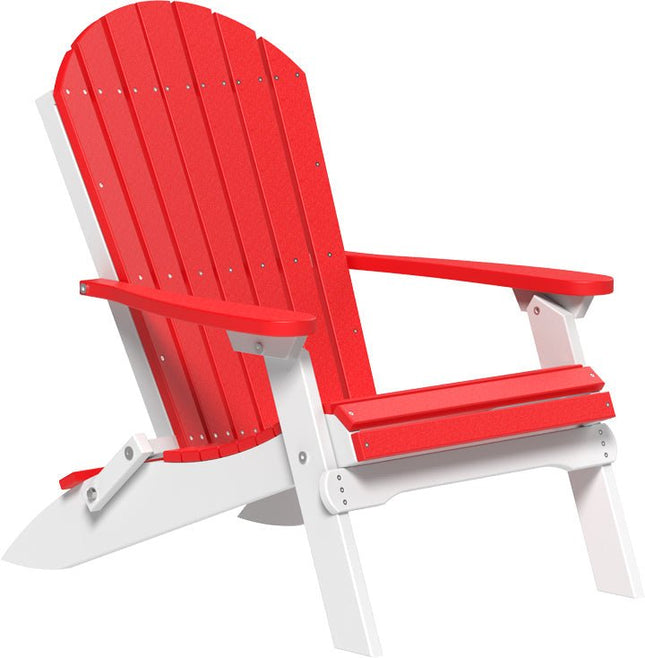 LuxCraft Folding Adirondack Chair Red & White