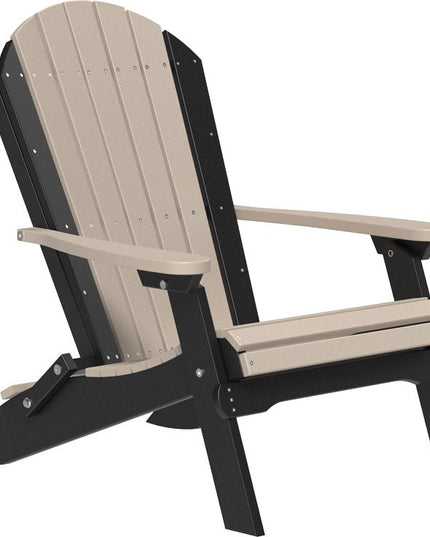 LuxCraft Folding Adirondack Chair Weatherwood & Black