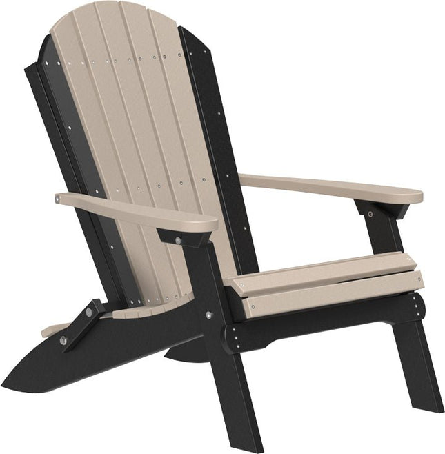 LuxCraft Folding Adirondack Chair Weatherwood & Black