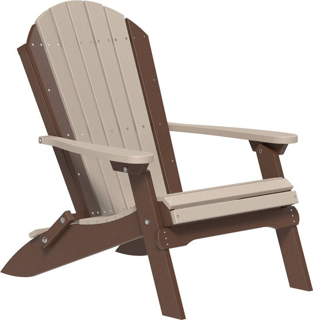 LuxCraft Folding Adirondack Chair Weatherwood & Chestnut Brown