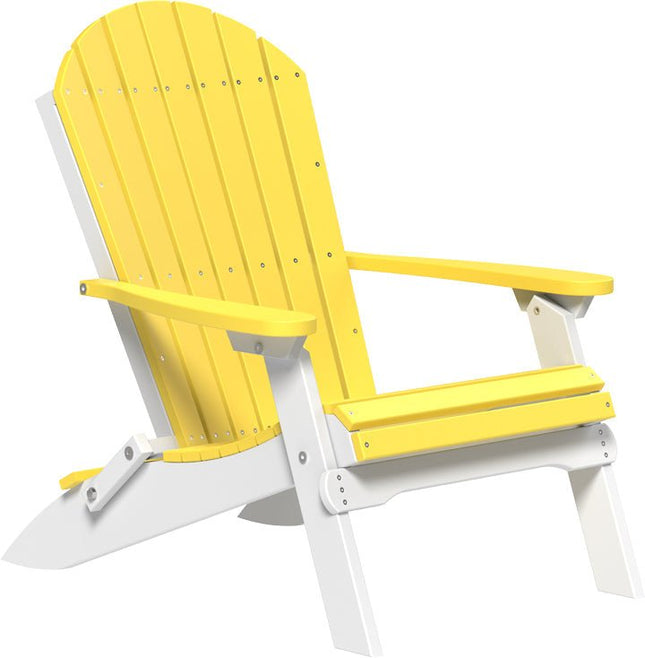 LuxCraft Folding Adirondack Chair Yellow & White
