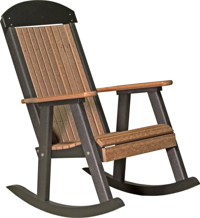 LuxCraft Porch Rocker Antique Mahogany & Black