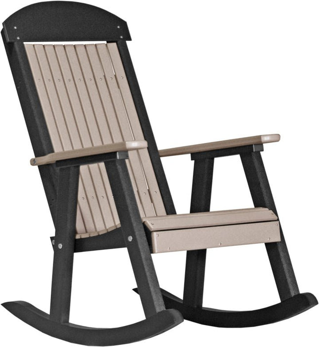 LuxCraft Porch Rocker Weatherwood & Black
