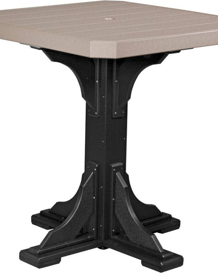 Poly 41" Square Table (Weatherwood & Black) Bar Height
