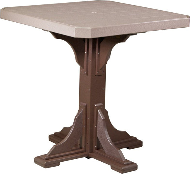Poly 41" Square Table (Weatherwood & Chestnut Brown) Bar Height