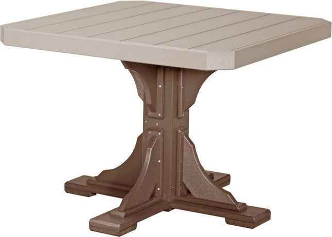 Poly 41" Square Table (Weatherwood & Chestnut Brown) Dining Height