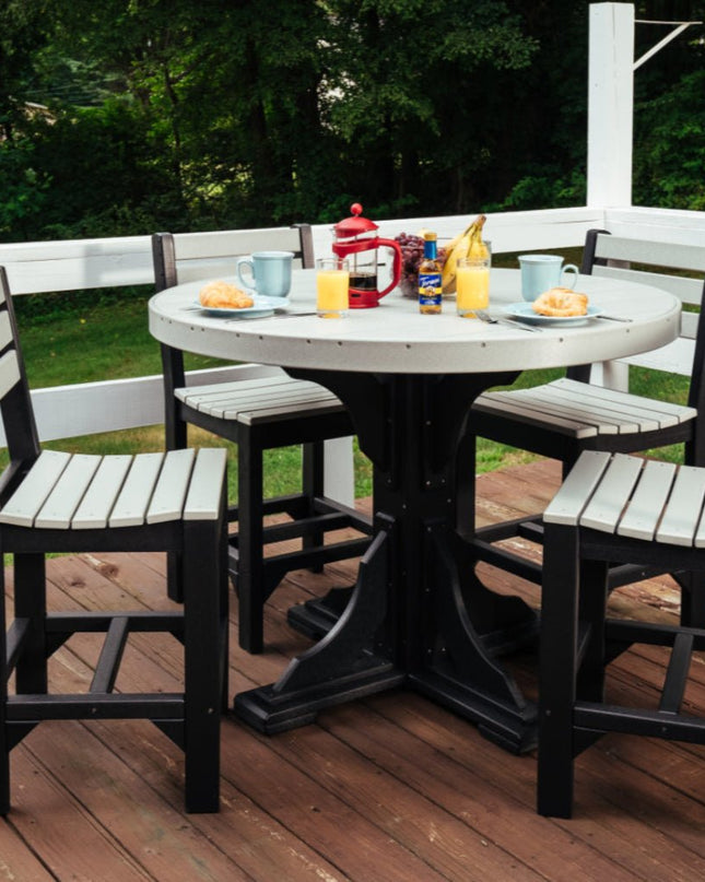 LuxCraft 4' Round Table Dove gray and Black.