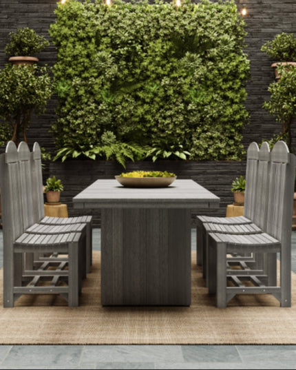 LuxCraft Urban Dining Table 3' x 8' featured in Coastal Gray with Classic Side Chairs.