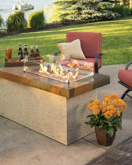 Outdoor Rectangular Glass Wind Guard for Burner, 28.5x15.5-Inch
