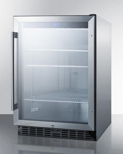 Summit Weatherproof Stainless Steel Glass Door Fridge