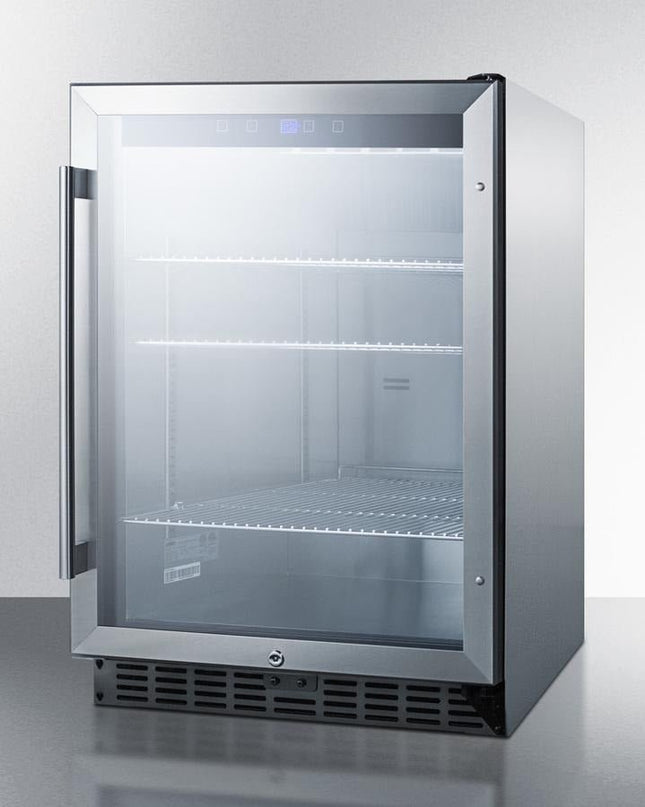Summit Weatherproof Stainless Steel Glass Door Fridge