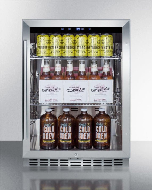 Summit Weatherproof Stainless Steel Glass Door Fridge