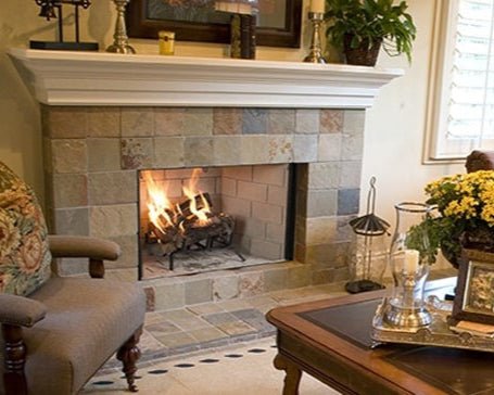 Superior 38-Inch Radiant Grey Herringbone Wood Burning Fireplace