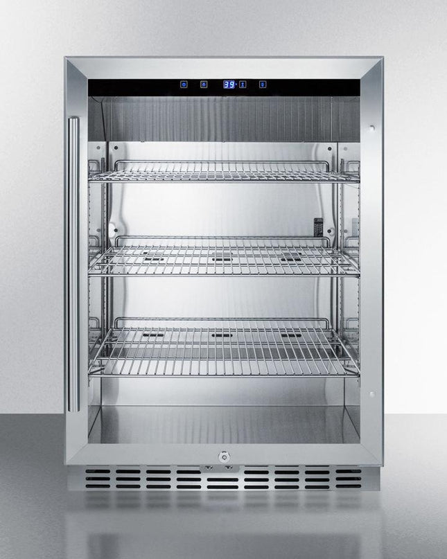 Summit Weatherproof Stainless Steel Glass Door Fridge