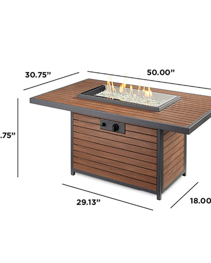 Modern Kenwood 50-Inch 30.75x50 Gas Fire Pit Table for Outdoors