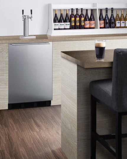 Wide Twin-Tap Stainless Steel Kegerator