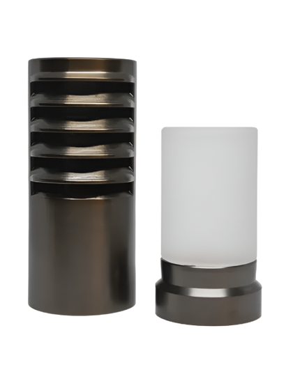 Lumien Antique Brass Louvered Bollard Cap with 100° Light Spread