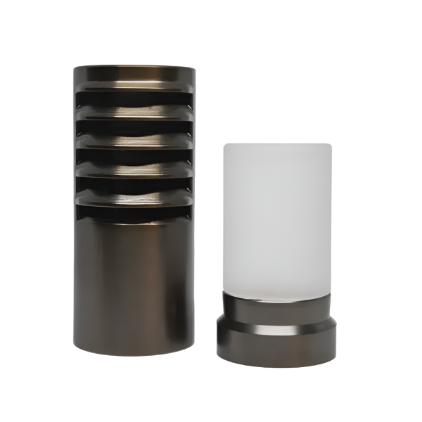 Lumien Antique Brass Louvered Bollard Cap with 100° Light Spread