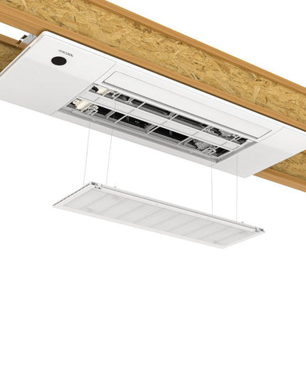 The MRCOOL® DIY® Series OuttaSight™ 9k BTU Ceiling Cassette is perfect for any space and provide discreet and out of sight heating and cooling.