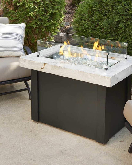 Outdoor Rectangular Glass Wind Guard for Burner, 28.5x15.5-Inch