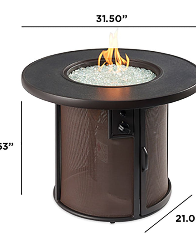 Stylish 32" Stonefire Gas Fire Table Brown Stonefire Composite Top & Dora Brown Mesh Base