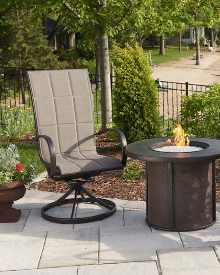 Stylish 32" Stonefire Gas Fire Table Brown Stonefire Composite Top & Dora Brown Mesh Base