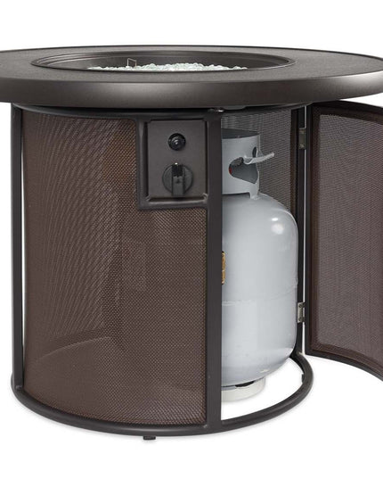 Stylish 32" Stonefire Gas Fire Table Brown Stonefire Composite Top & Dora Brown Mesh Base