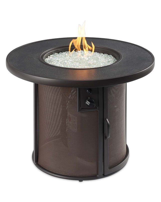 Stylish 32" Stonefire Gas Fire Table Brown Stonefire Composite Top & Dora Brown Mesh Base