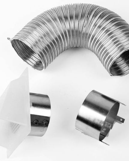 Superior Outside Air Kit with 4" Collar, Hood & 3' Flex for Wall Venting